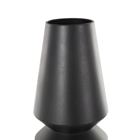 24" Black Metal Art Deco Fluted Decorative Vase